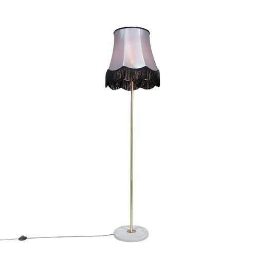 Lampadaire En Laiton Avec Abat-jour Granny B Noir-gris 45 Cm - Kaso