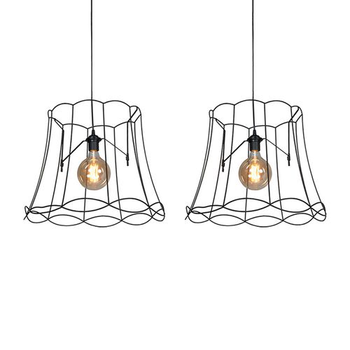 Lot De 2 Lampes Suspendues Rétro Noir 50 Cm - Granny Frame