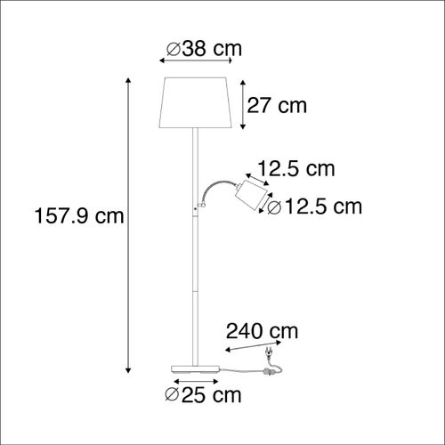 Lampadaire En Acier Classique Avec Abat-jour Gris Et Lumière De Lecture - Retro