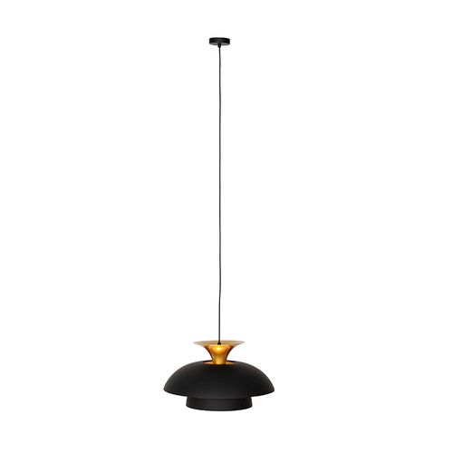 Suspension Moderne Ronde Noir Et Or 3 Couches - Titus