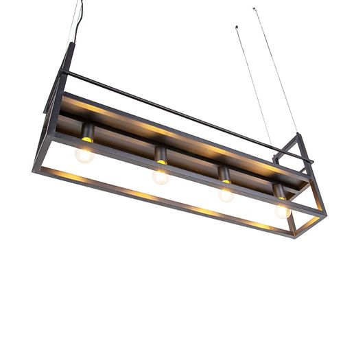 Suspension Noire Avec Étagère 4 Lumières - Cage Rack