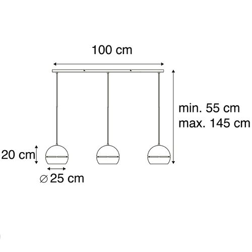 Suspension Design Noire Avec Intérieur Doré 3 Lumières - Buell