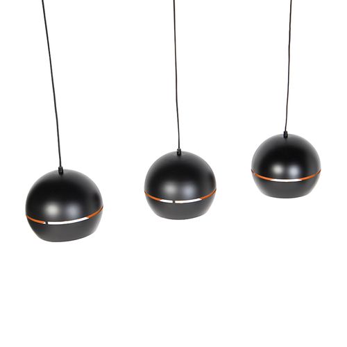 Suspension Design Noire Avec Intérieur Doré 3 Lumières - Buell