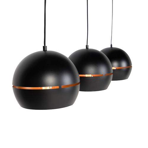 Suspension Design Noire Avec Intérieur Doré 3 Lumières - Buell