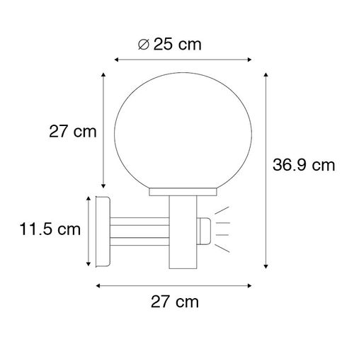 Applique Murale D'extérieur En Acier Inoxydable Ip44 Avec Détecteur De Mouvement - Sfera