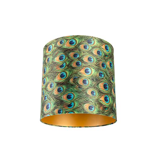 Abat-jour En Velours Paon Design 40/40/40 Avec Intérieur Doré
