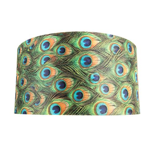 Abat-jour Velours Paon Design 50/50/25 Avec Intérieur Doré
