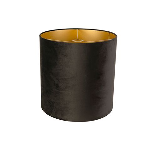 Abat-jour En Velours Noir 40/40/40 Avec Intérieur Doré