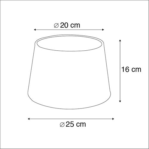 Abat-jour En Coton Noir 25/20/16 Avec Intérieur Doré