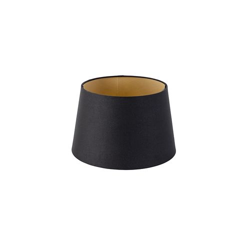 Abat-jour En Coton Noir 25/20/16 Avec Intérieur Doré
