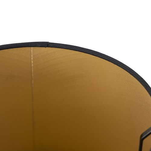 Abat-jour En Coton Noir 25/20/16 Avec Intérieur Doré