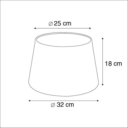 Abat-jour En Coton Noir 32/25/18 Avec Intérieur Doré