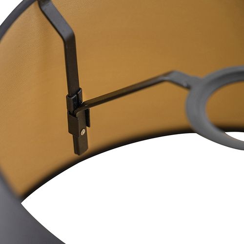 Abat-jour En Coton Noir 32/25/18 Avec Intérieur Doré