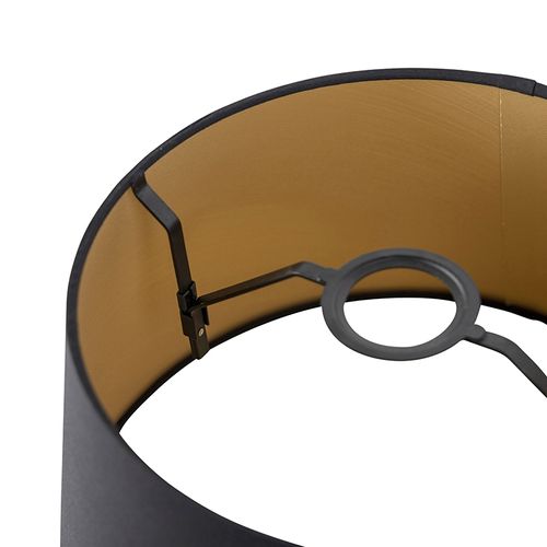 Abat-jour En Coton Noir 32/25/18 Avec Intérieur Doré