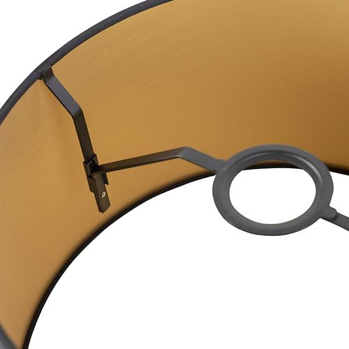 Abat-jour En Coton Noir 35/30/20 Avec Intérieur Doré