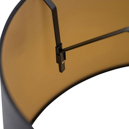 Abat-jour En Coton Noir 40/35/22 Avec Intérieur Doré