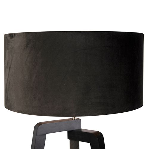 Lampadaire Tripode Bois Noir Avec Abat-jour Noir 50 Cm - Puros