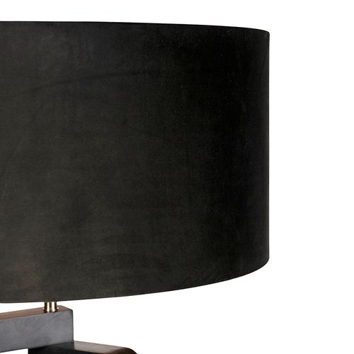 Lampadaire Tripode Bois Noir Avec Abat-jour Noir 50 Cm - Puros