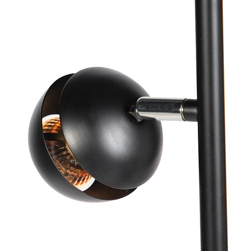 Lampadaire Moderne à 3 Lumières, Noir Avec Intérieur Doré - Buell Deluxe