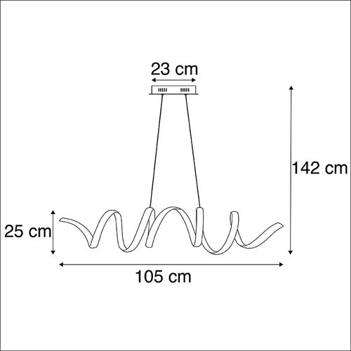 Suspension Design Noire à Intensité Variable Avec LED Large - Twisted