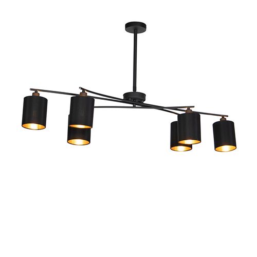 Suspension Moderne Noire Réglable 6 Lumières - Lofty