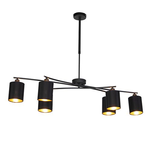 Suspension Moderne Noire Réglable 6 Lumières - Lofty