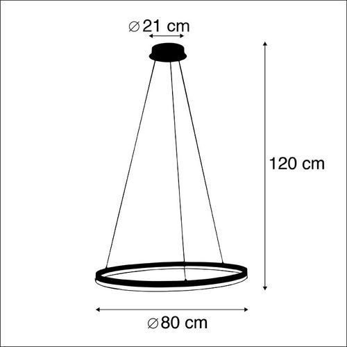 Suspension Design Anneau Noir 80cm Avec LED Et Gradateur - Anello