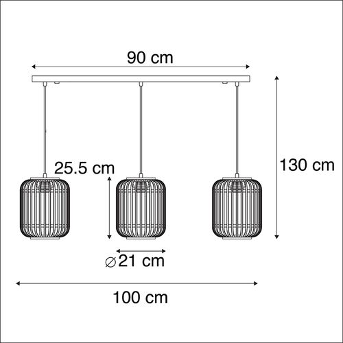 Suspension Rotin Rustique 3 Lumières - Manille