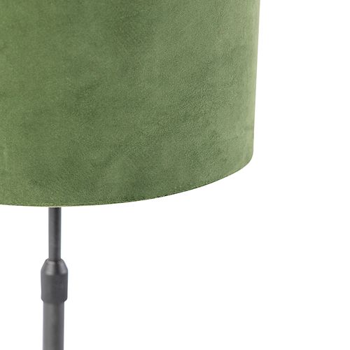 Lampe De Table Noir Avec Abat-jour En Velours Vert Avec Or 25 Cm - Parte