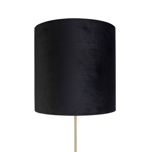 Lampadaire Or / Laiton Avec Abat-jour Velours Noir 40/40 Cm - Parte