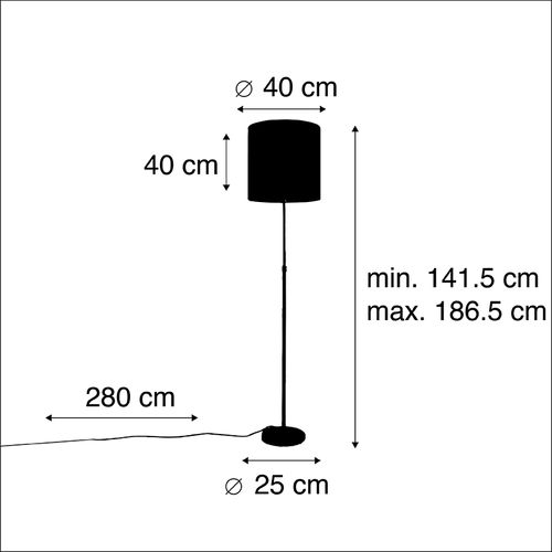 Lampadaire Or / Laiton Avec Abat-jour Velours Noir 40/40 Cm - Parte