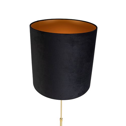 Lampadaire Or / Laiton Avec Abat-jour Velours Noir 40/40 Cm - Parte