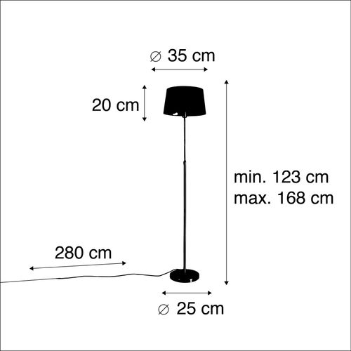 Lampadaire Or / Laiton Avec Abat-jour Noir 35 Cm Réglable - Parte