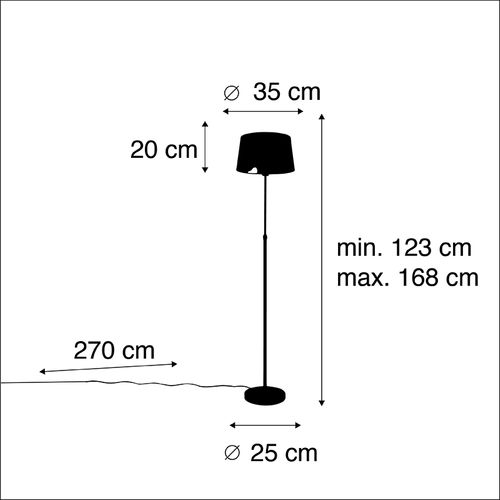 Lampadaire Noir Avec Abat-jour Noir 35 Cm Réglable - Parte