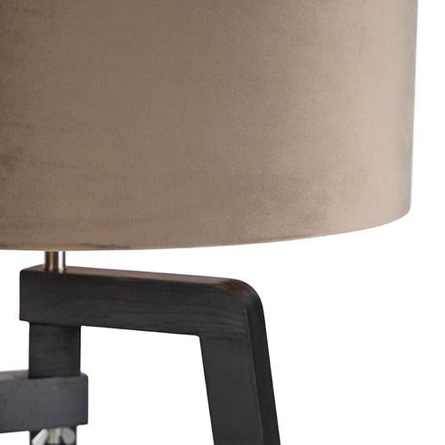 Lampadaire Trépied Noir Avec Abat-jour Taupe Et Or 50 Cm - Puros