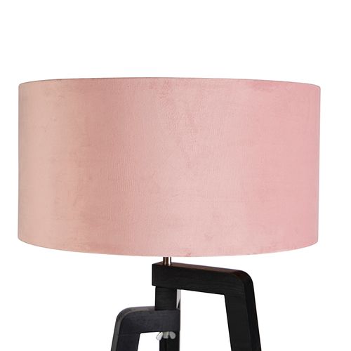 Lampadaire Trépied Noir Avec Abat-jour Rose Et Or 50 Cm - Puros