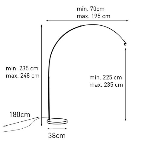 Lampadaire à Arc Moderne Noir Avec Base En Marbre - XXL