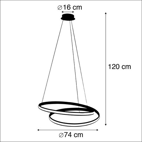 Suspension Moderne Noire 74 Cm Avec LED - Rowan