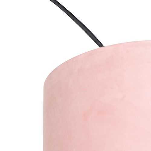 Lampe à Arc Noire Avec Abat-jour En Velours Rose Et Or 50 Cm - XXL