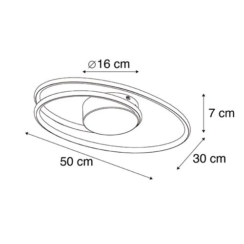 Plafonnier Design Doré Avec LED à Intensité Variable 3 Niveaux - Rowan