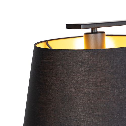 Suspension Avec Abat-jour En Coton Noir Et Or 32 Cm - Combi 3 Deluxe