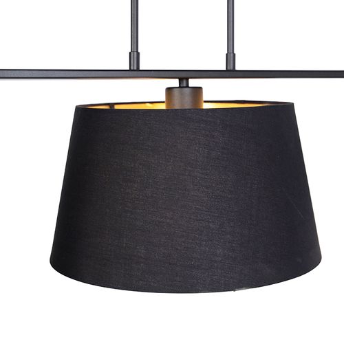Suspension Avec Abat-jour En Coton Noir Et Or 32 Cm - Combi 3 Deluxe