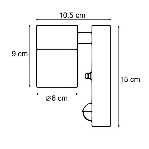 Applique Murale D'extérieur Noir Avec Détecteur De Mouvement Ip44 - Solo