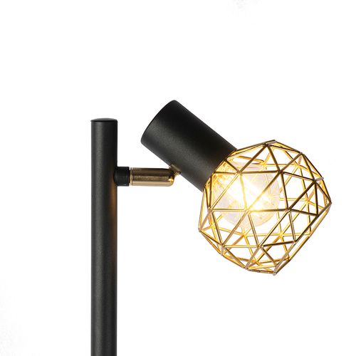 Lampadaire Design Noir Avec Or 3 Lumières Orientable - Mesh