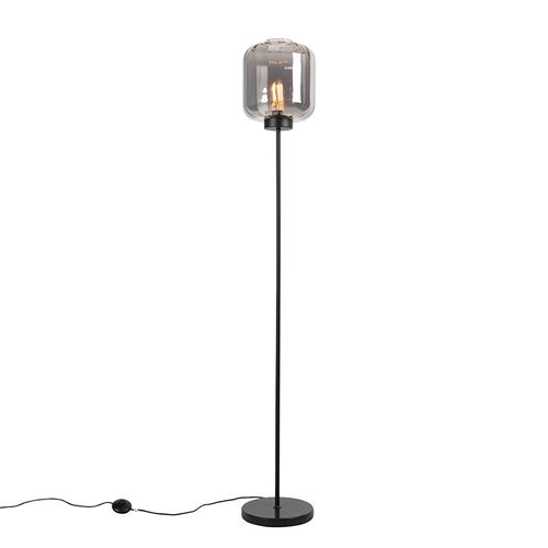 Lampadaire Design Noir Avec Verre Fumé - Qara