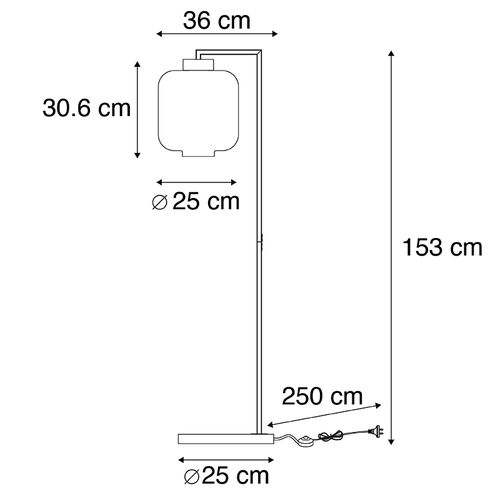 Lampadaire Design Noir Avec Verre Fumé - Qara Down