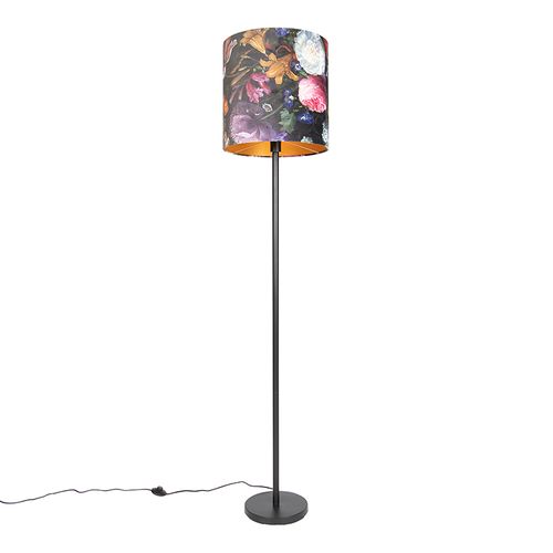 Lampadaire Romantique Noir Avec Abat-jour 40 Cm - Simplo