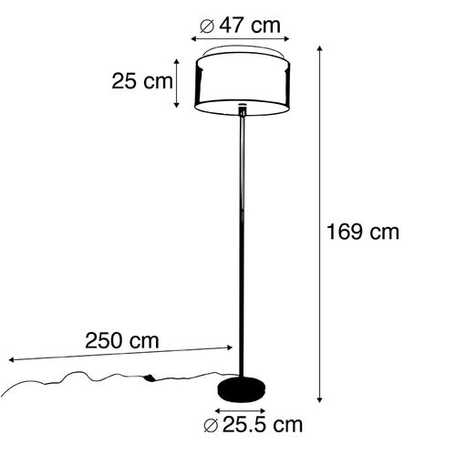 Lampadaire Design Acier Avec Abat-jour Noir Et Blanc 47 Cm - Simplo