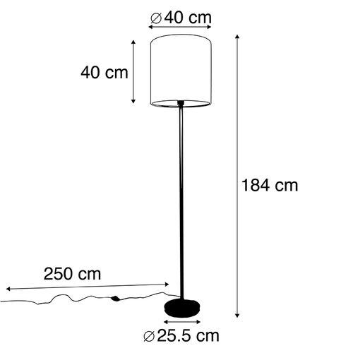 Lampadaire Classique En Laiton Avec Abat-jour Noir 40 Cm - Simplo