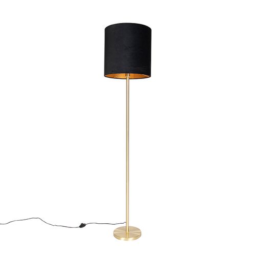 Lampadaire Classique En Laiton Avec Abat-jour Noir 40 Cm - Simplo